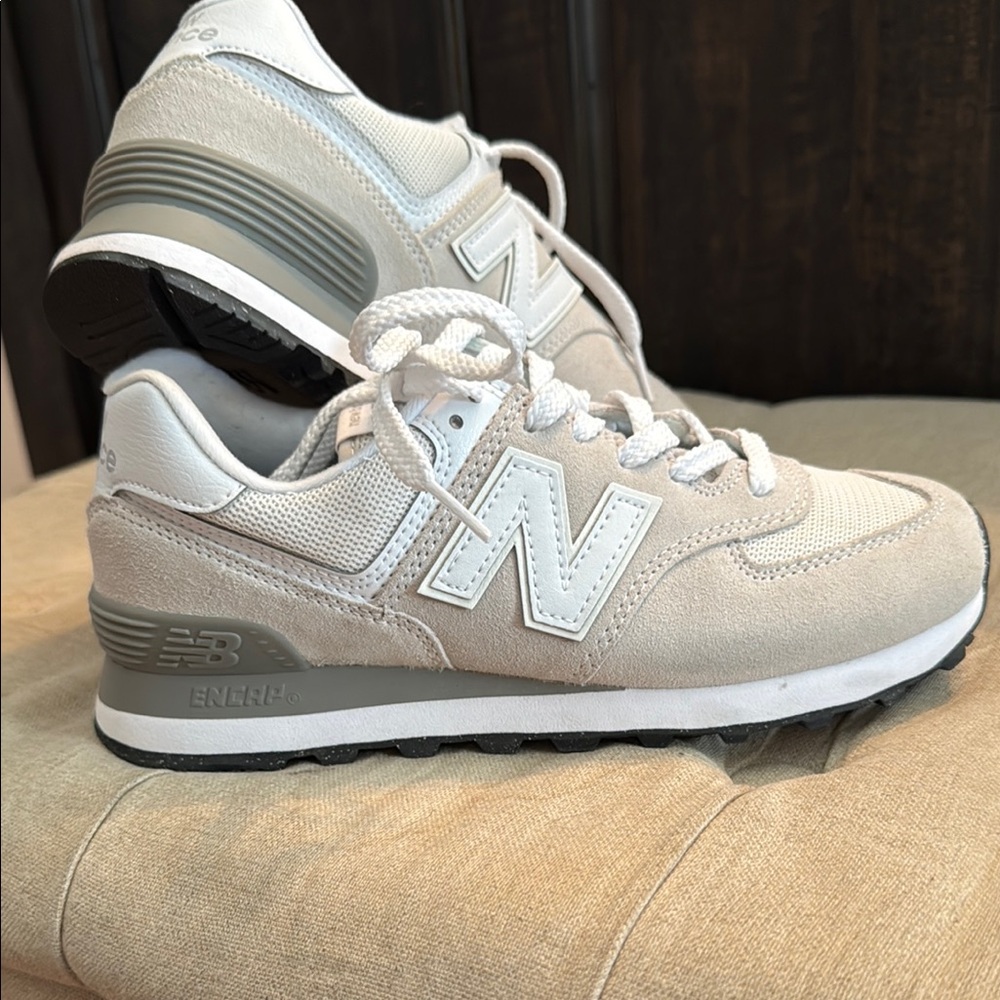 New Balance Tan and White Athletic Shoes Retro Design